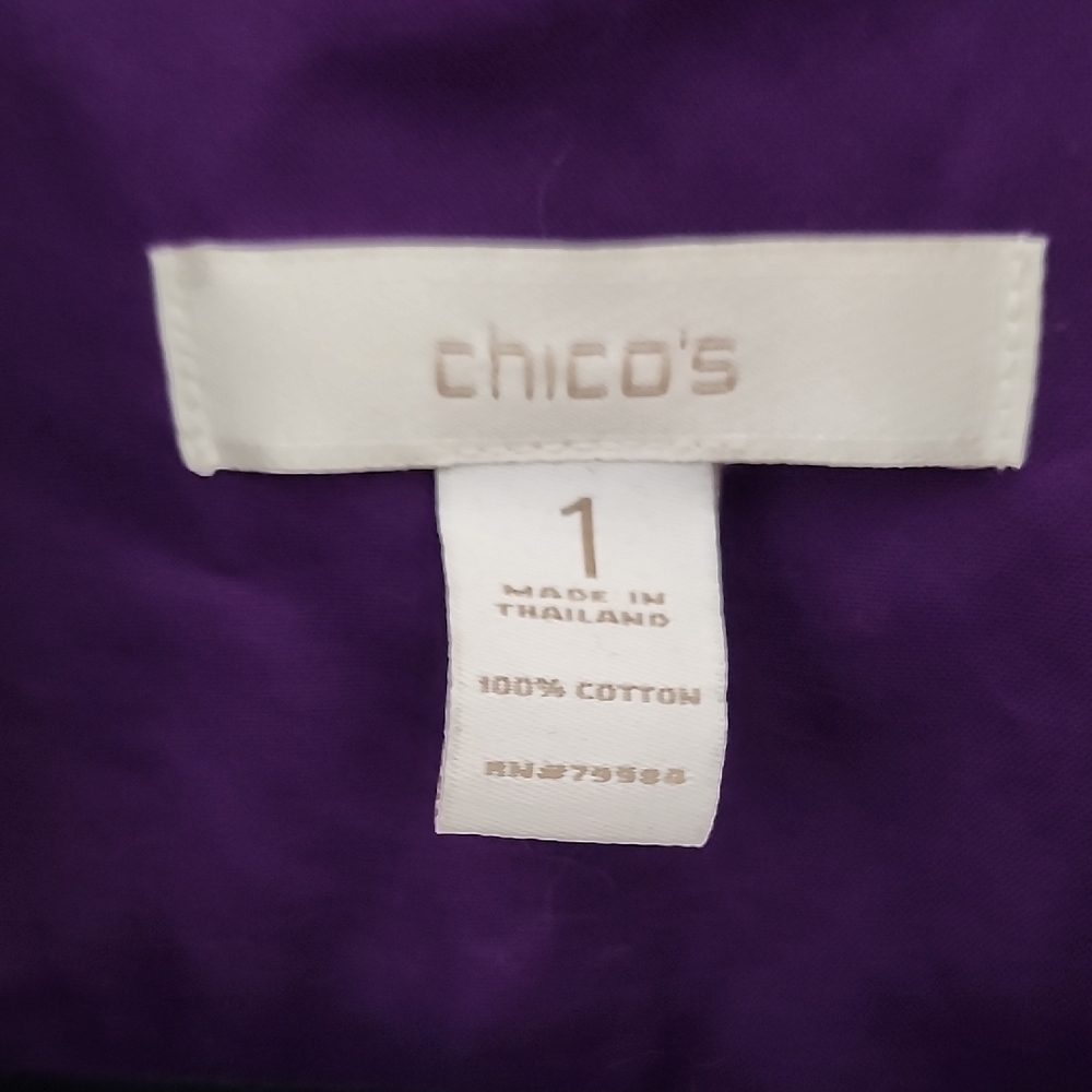 Chico's Purple Fitted Long Sleeve Button Down Shirt - Picture 2 of 9